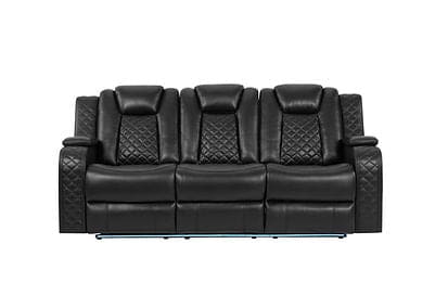 Eclipse 3pcs Black Power Reclining Sofa, Loveseat and Recliner