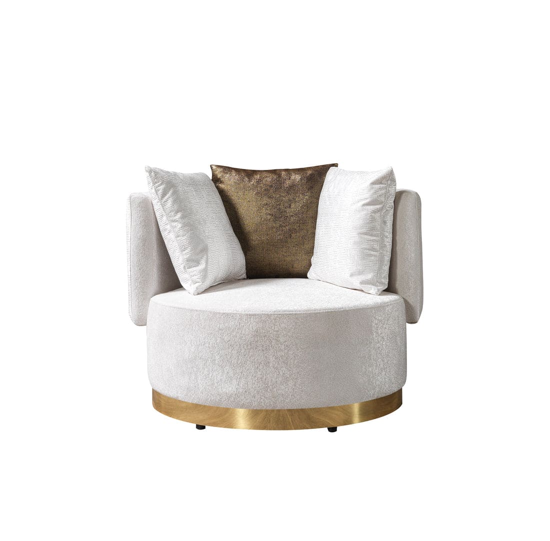 Michelle Ivory Velvet 3-Piece Curved 165" Sectional