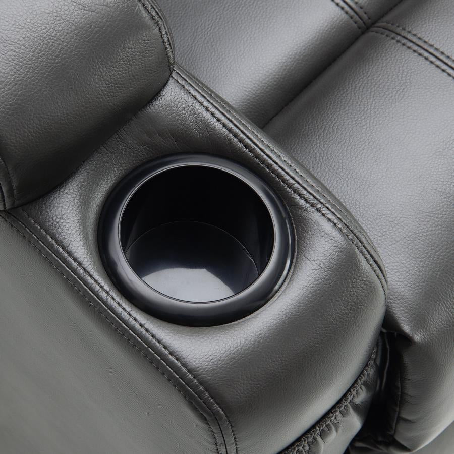 SANGER UPHOLSTERED POWER LIFT MASSAGE RECLINER CHARCOAL GREY