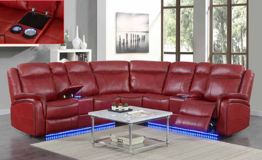 Red led reclining sectional