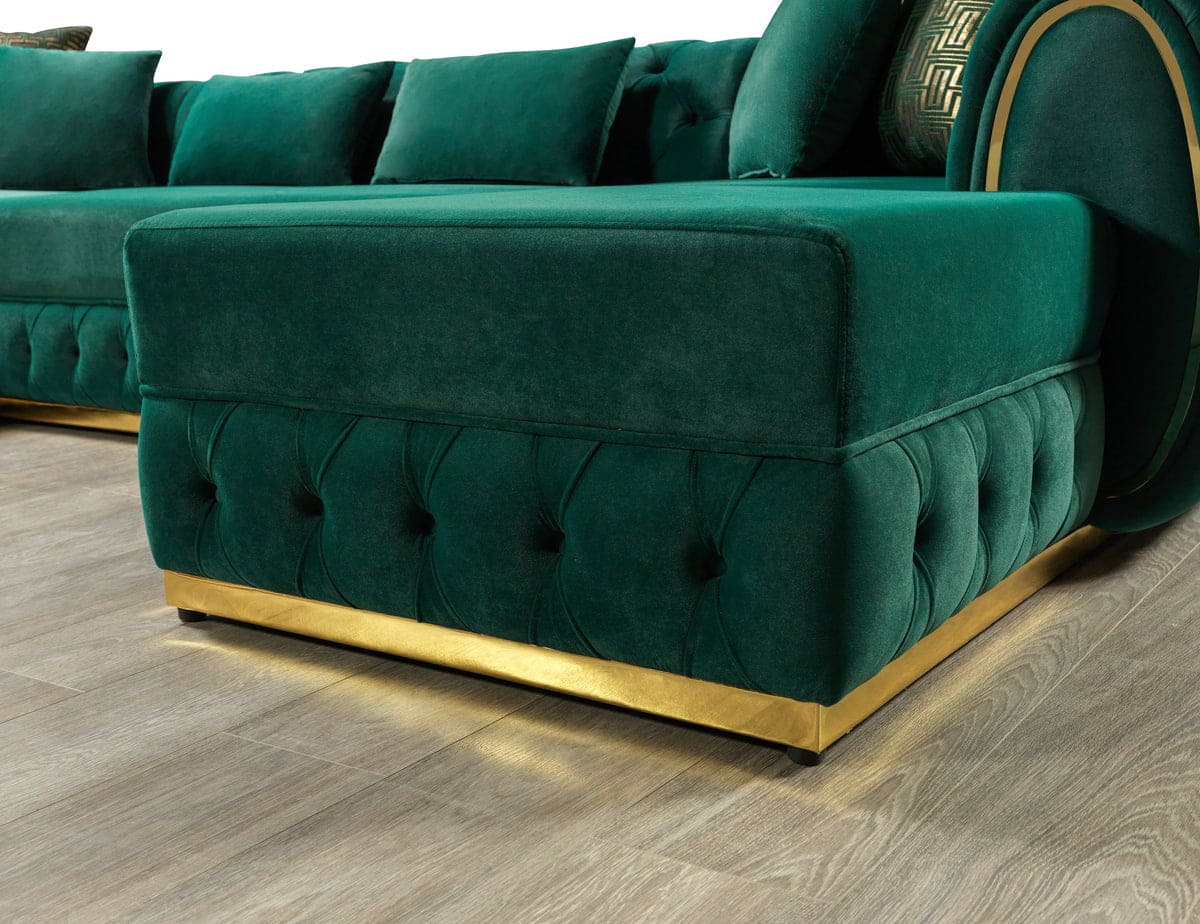 Jessie Green Velvet Double Chaise Sectional