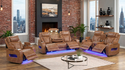 Skyline 3pcs Power Reclining Set(Brown Caramel)