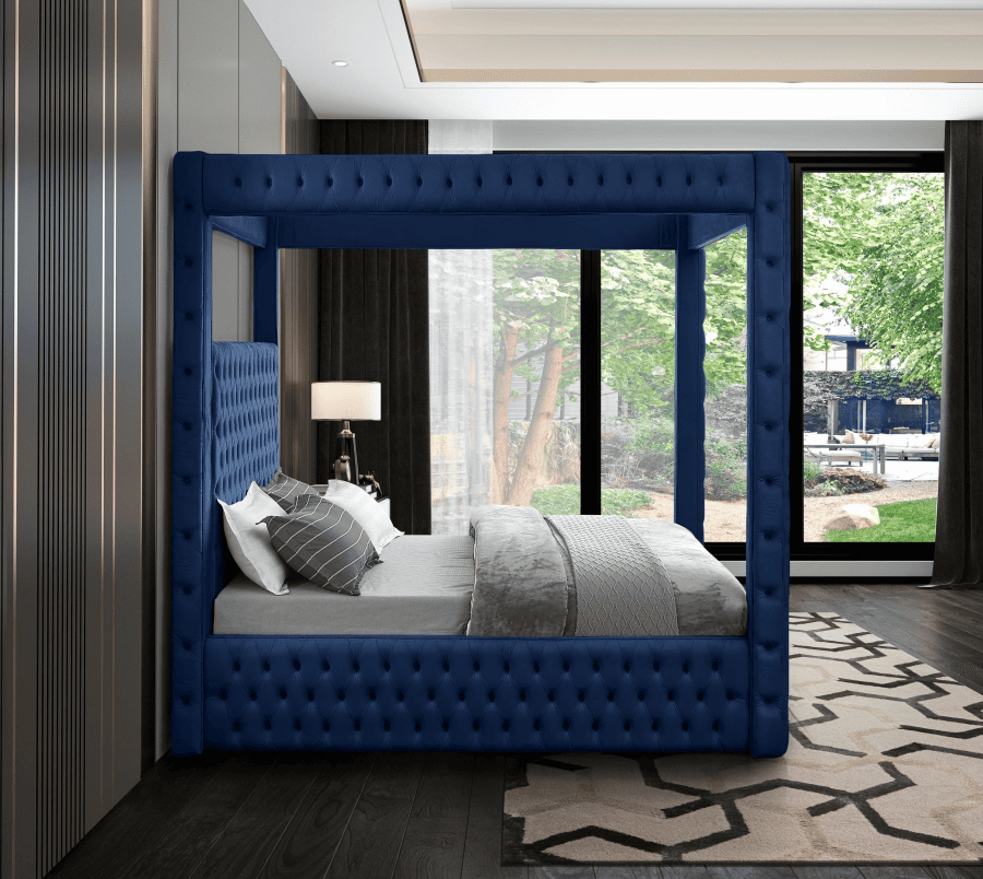 Royal One Canopy Velvet King Bed