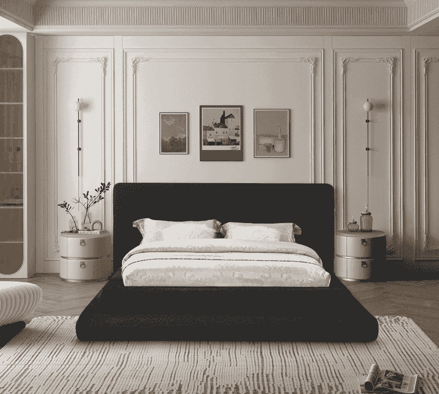 Dane Teddy Fabric King Bed - Cream