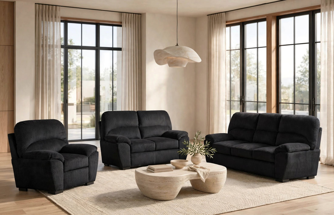 Tiffany 2pcs living room set Black
