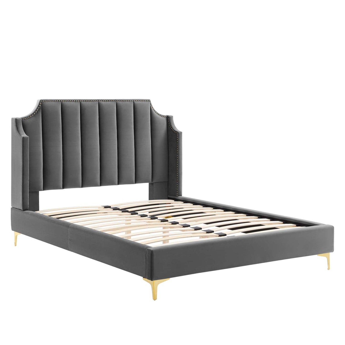 Queen Platform Bed in Gray