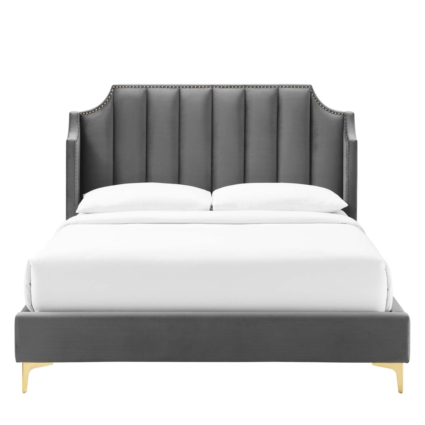 Queen Platform Bed in Gray