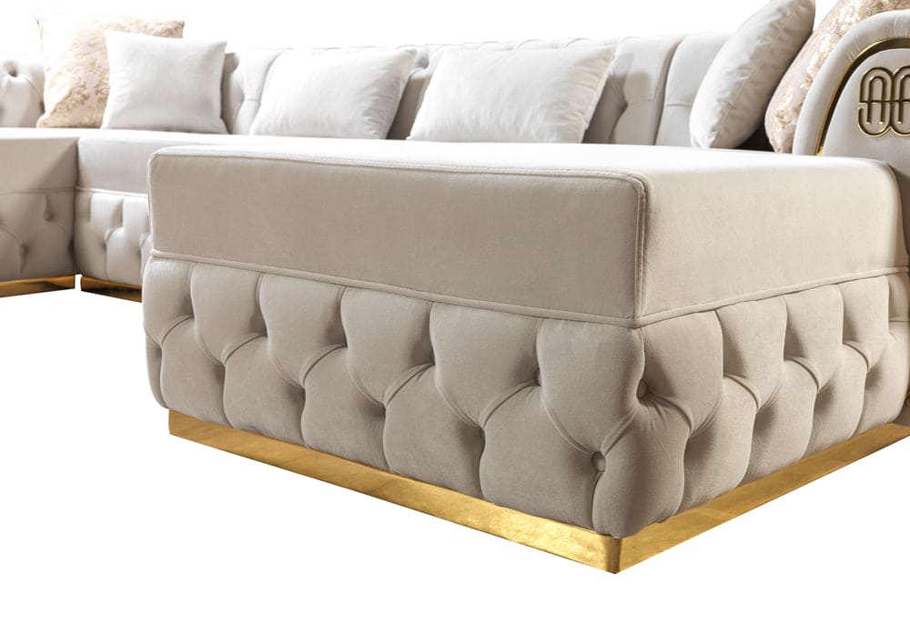 Jessie Ivory Velvet Double Chaise Sectional