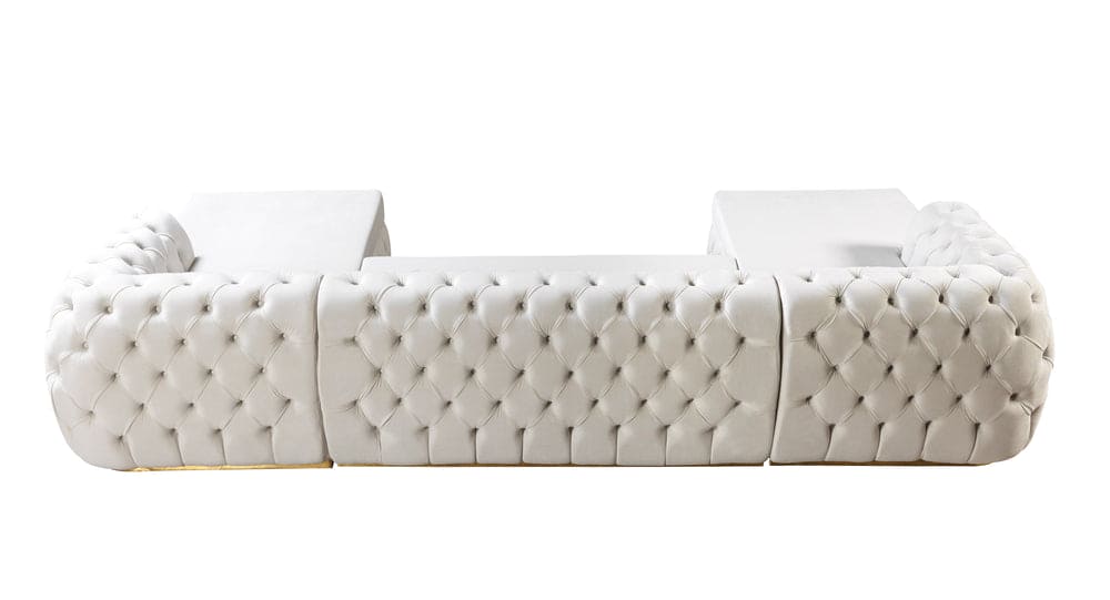 Jessie Ivory Velvet Double Chaise Sectional