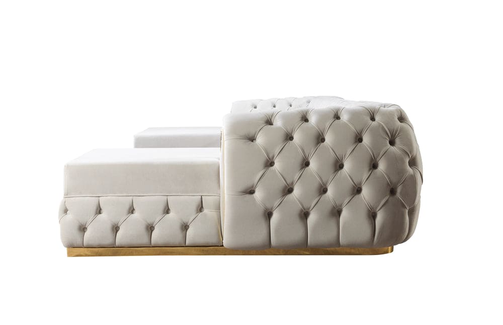 Jessie Ivory Velvet Double Chaise Sectional
