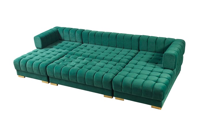 Ariana Green Velvet Double Chaise 138" Sectional