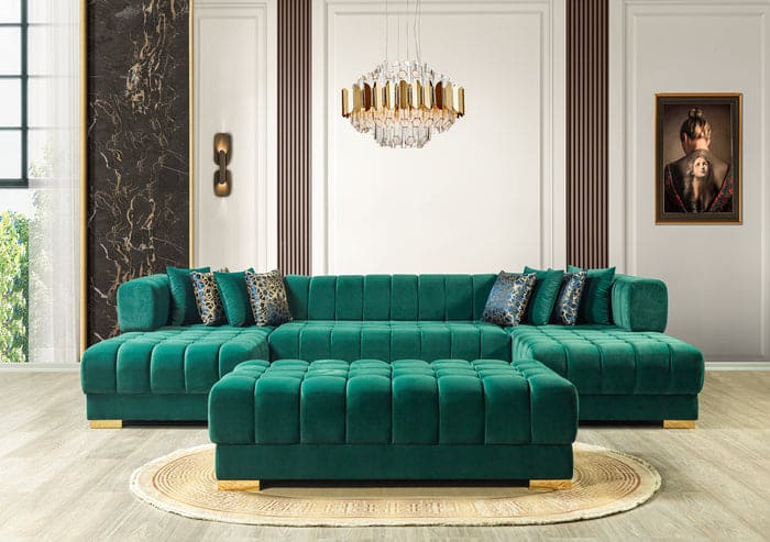Ariana Green Velvet Double Chaise 138" Sectional