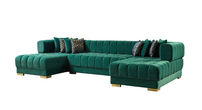 Ariana Green Velvet Double Chaise 138" Sectional