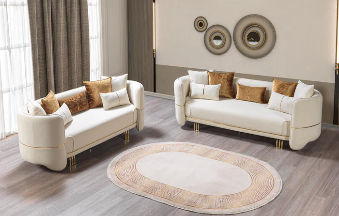Helena Ivory Velvet Sofa 94" & Loveseat 82" and chair