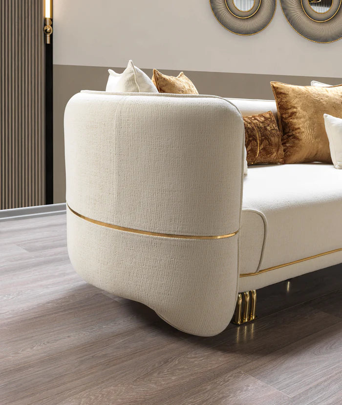Helena Ivory Velvet Sofa 94" & Loveseat 82" and chair