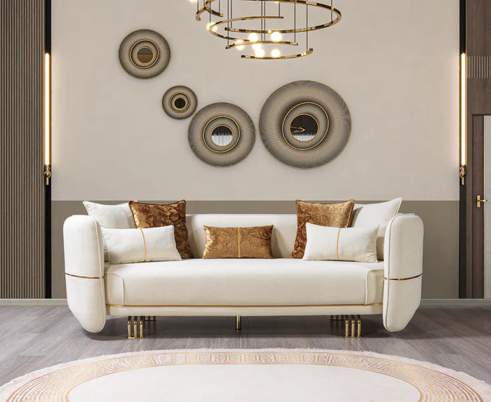 Helena Ivory Velvet Sofa 94" & Loveseat 82" and chair