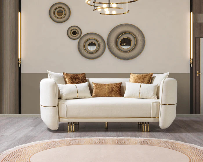 Helena Ivory Velvet Sofa 94" & Loveseat 82" and chair