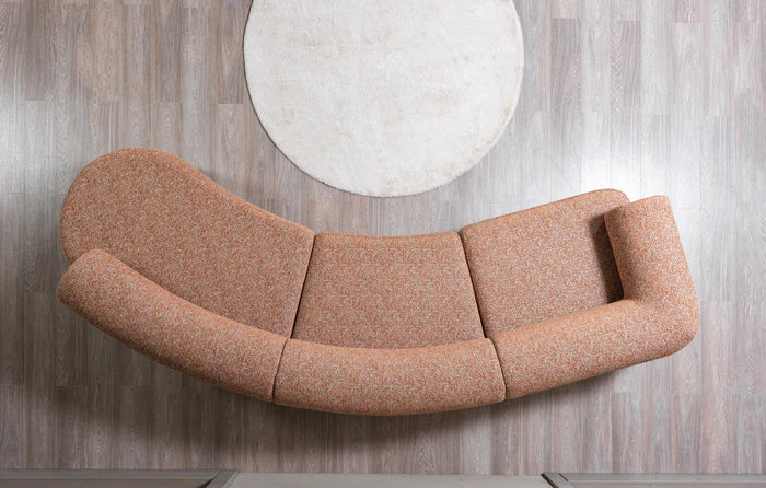 Lena Orange Boucle 3-Piece Curved 145" Sectional