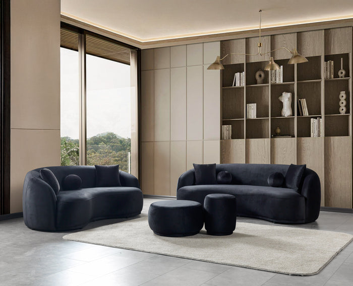 Bonita Black Velvet Sofa 91"