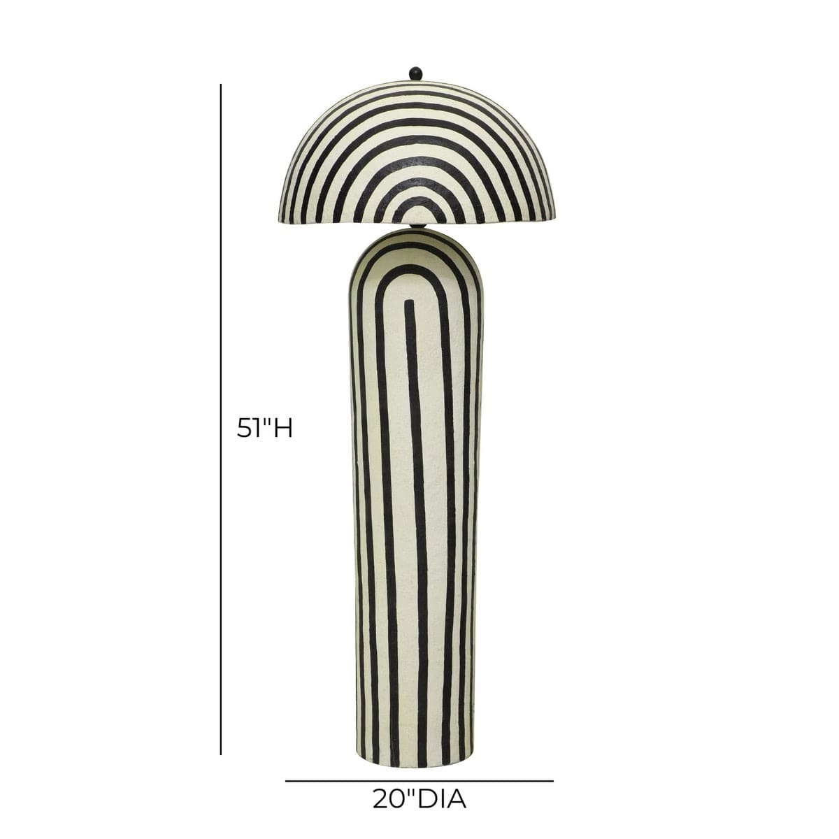 Maiori Black Striped Papier Mache Floor Lamp