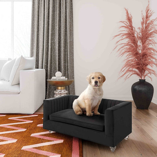 Aviator Black Velvet Pet Bed