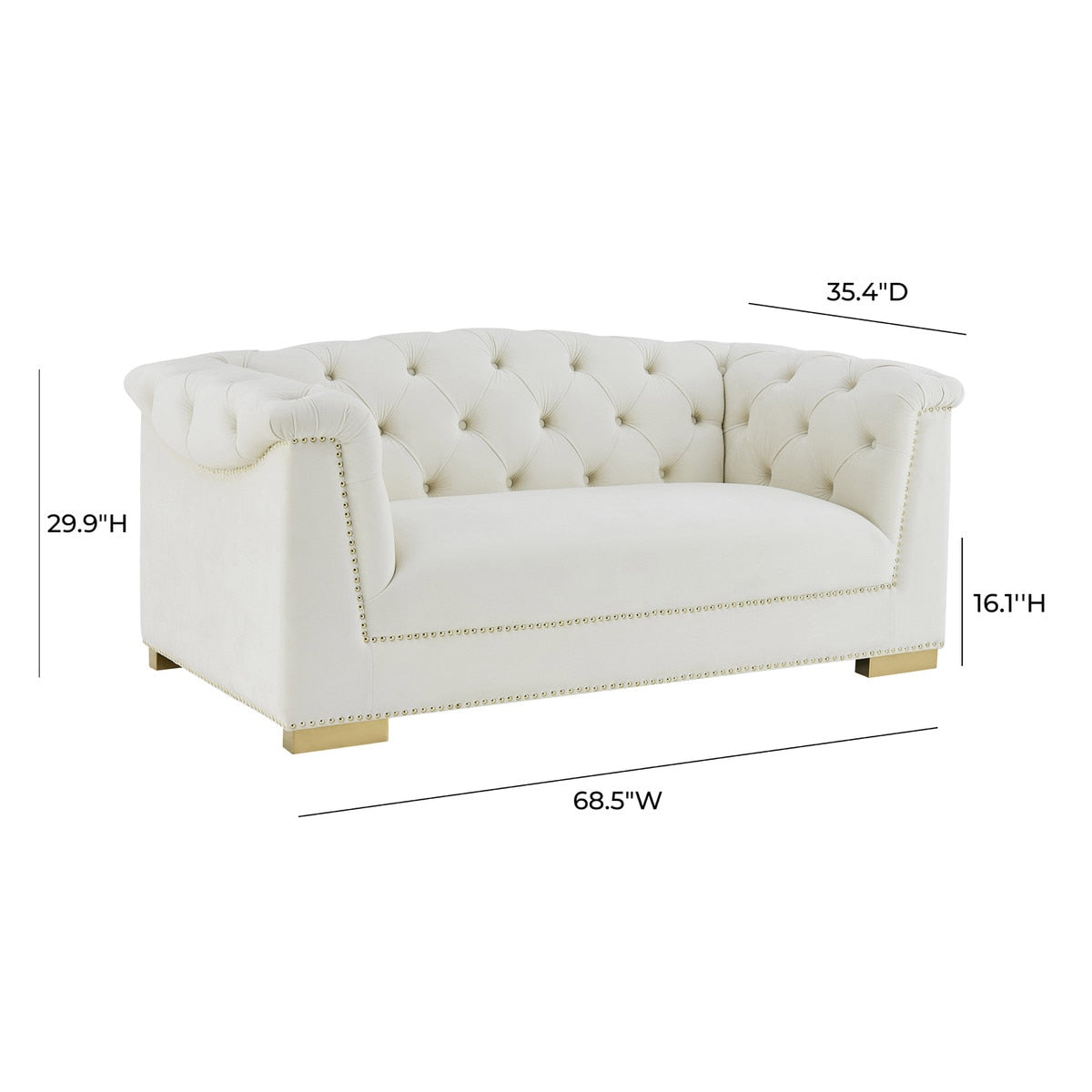 Farah Cream Velvet Loveseat By Inspire Me! Home Decor