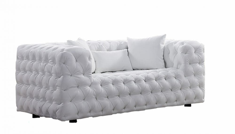 AE-D821 White Faux Leather Loveseat