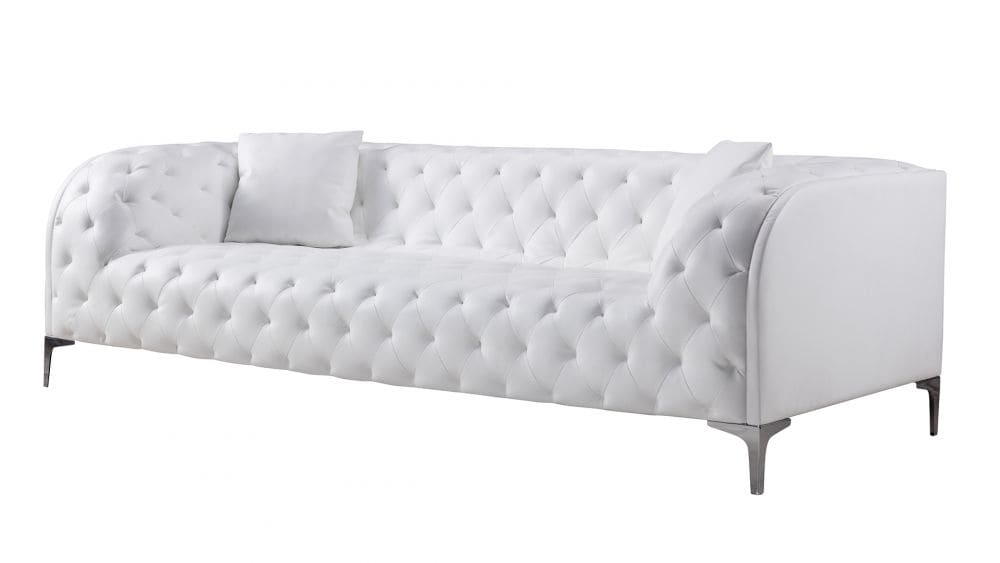 AE-D821 White Faux Leather Sofa