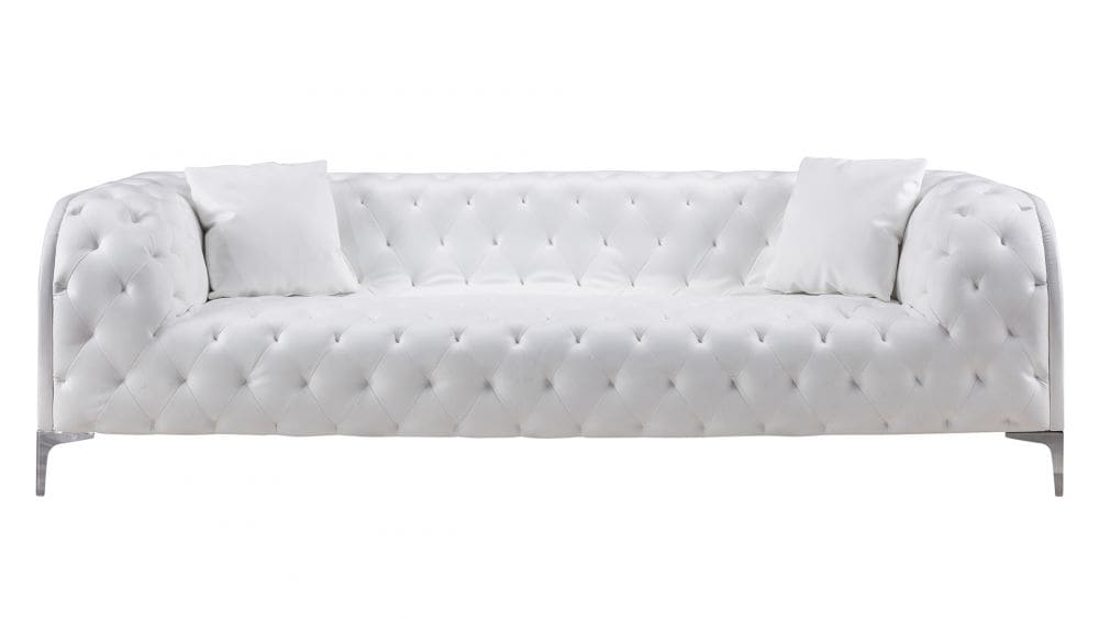 AE-D821 White Faux Leather Sofa