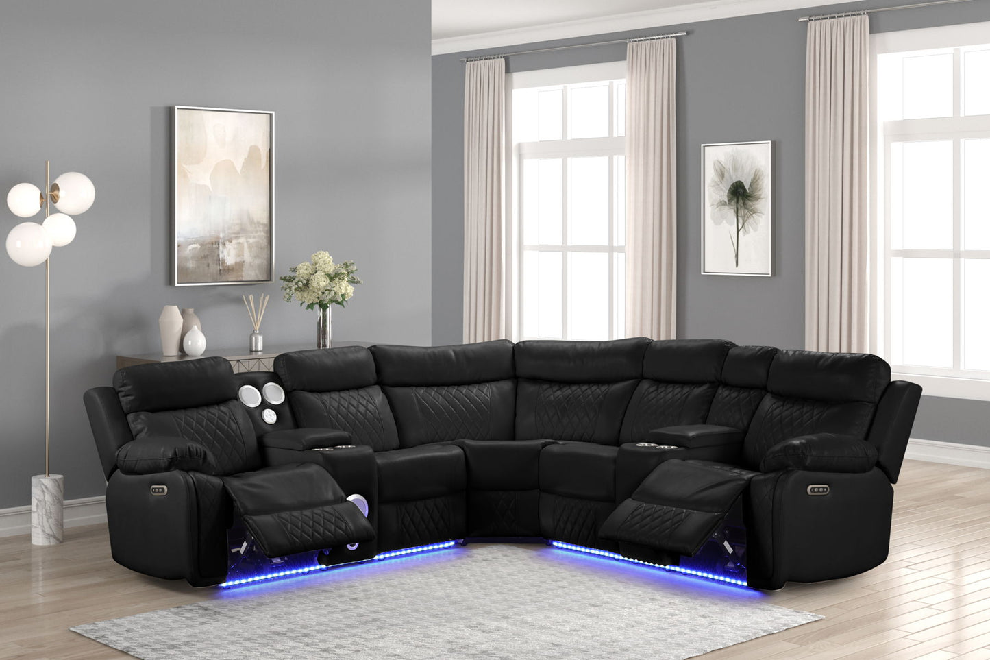 Bravo – Power Sectional – White / Black