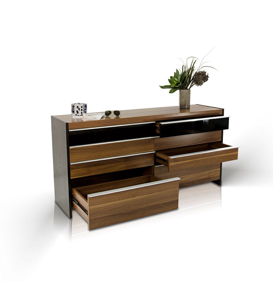 Rondo Mid-Century Platform Queen Bed w/ Nightstands Storage And Lights