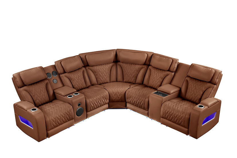 Skyline Power Reclining Sectional (Brown Caramel)