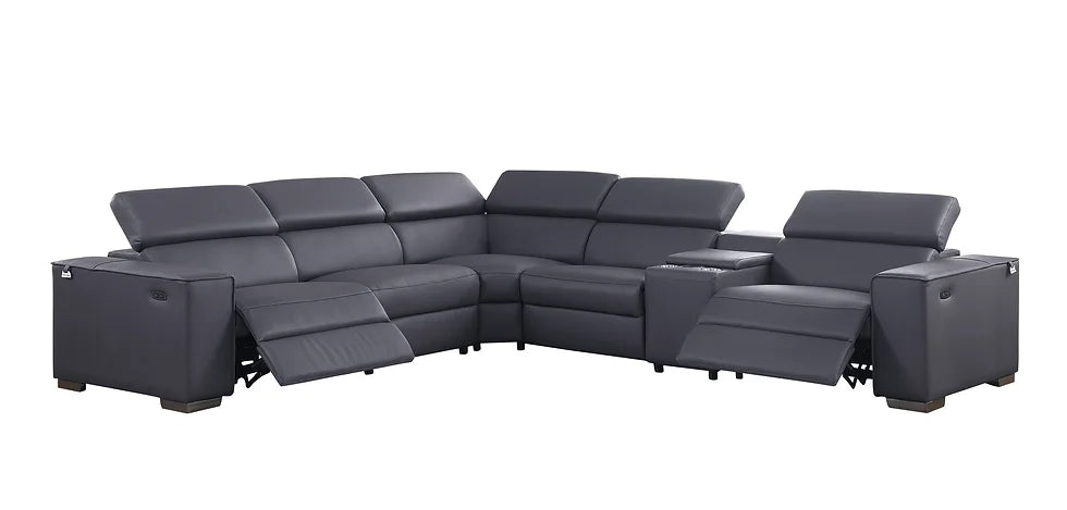 Picasso Power Reclining Sectional 6pcs Grey