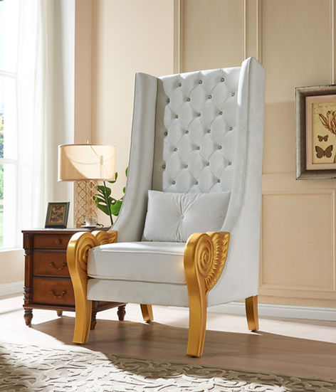 THRONE CHAIR 62.5" TALL WHITE ^ GOLD