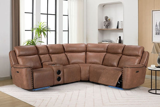 Romi Power Reclining Sectional (Mocha Brown)