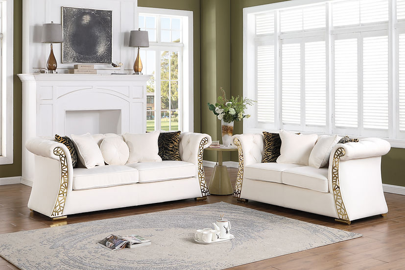 Curamo Living room set (Cream & Gold)