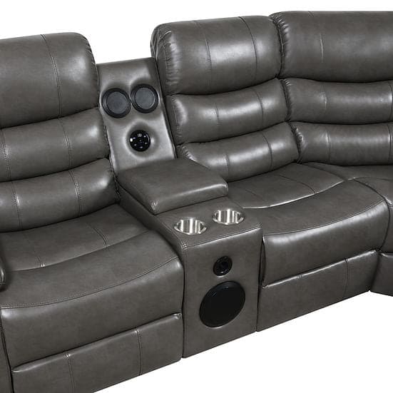 Sonic Power Reclining Sectional (Grey)
