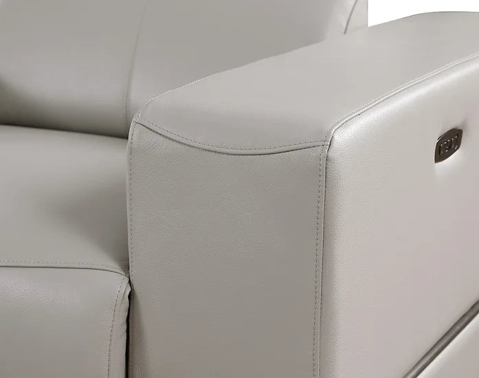 Franco Power Reclining Italian Leather Sectional 6pcs Light Grey