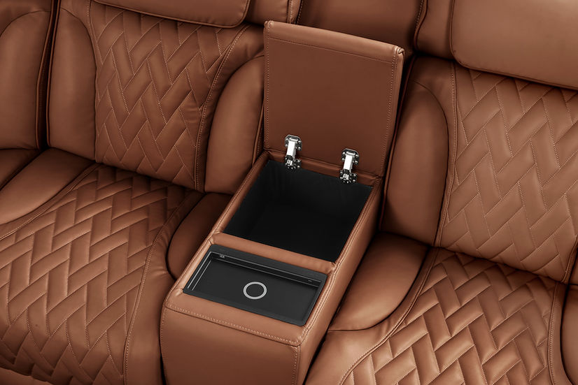 Skyline Power Reclining Sectional (Brown Caramel)