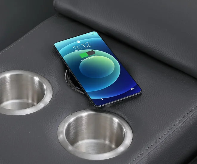 Franco Power Reclining Italian Leather Sectional 6pcs Dark Grey