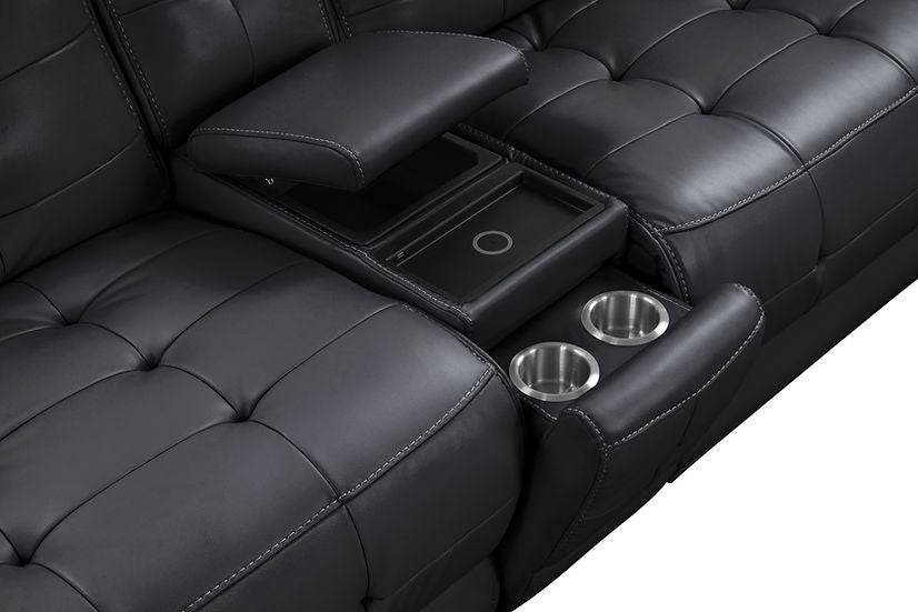 Starlight Black (Power Reclining/Adj Head) Sectional (Black)