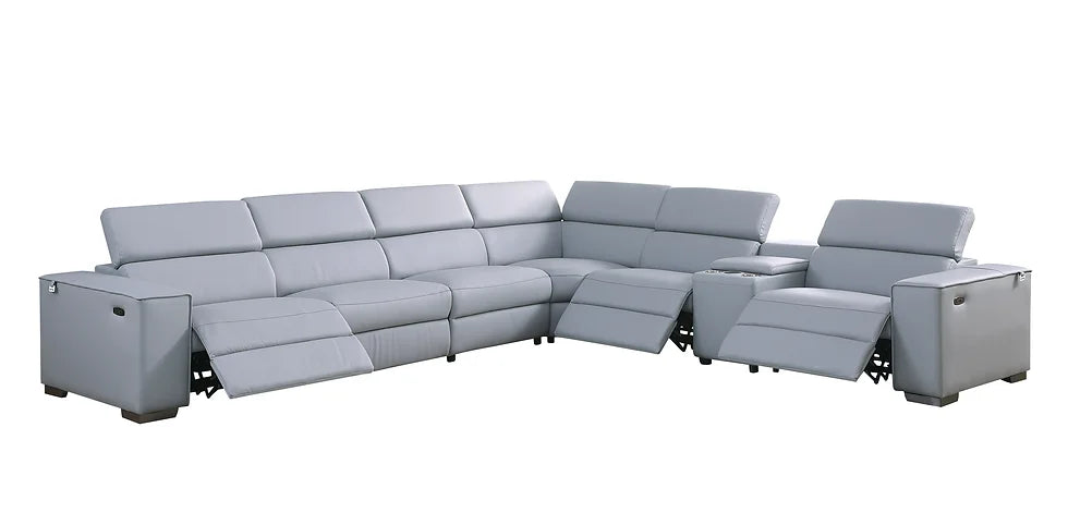Picasso Power Reclining Sectional 7pcs Blue