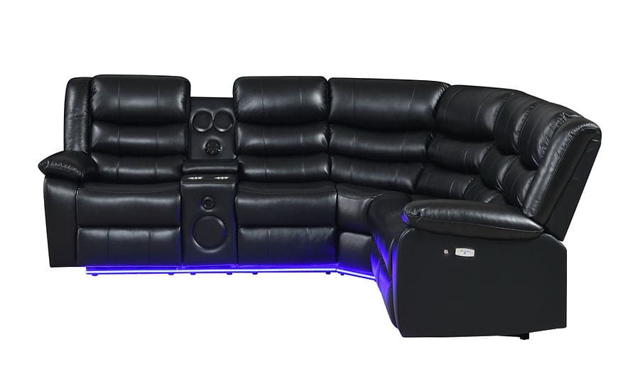 Sonic Power Reclining Sectional (Black)