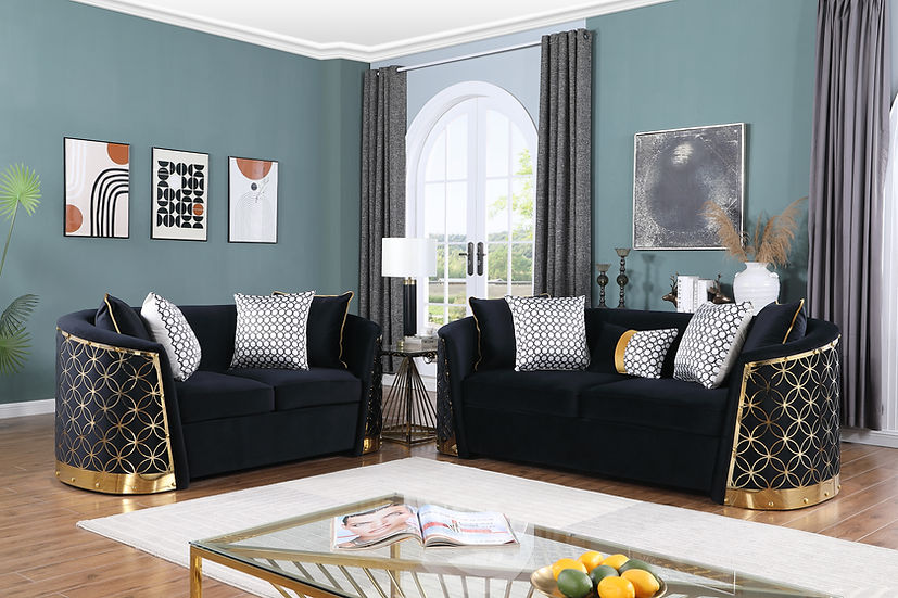 Athena Living room set (Black & Gold)