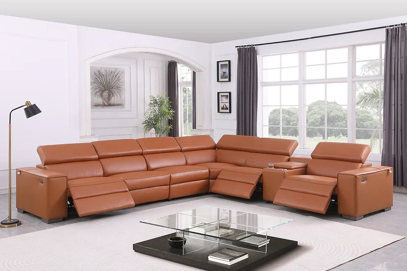 Picasso Power Reclining Sectional 7pcs Caramel