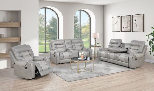Phoenix II Reclining 3 PCS Living Room Set Grey
