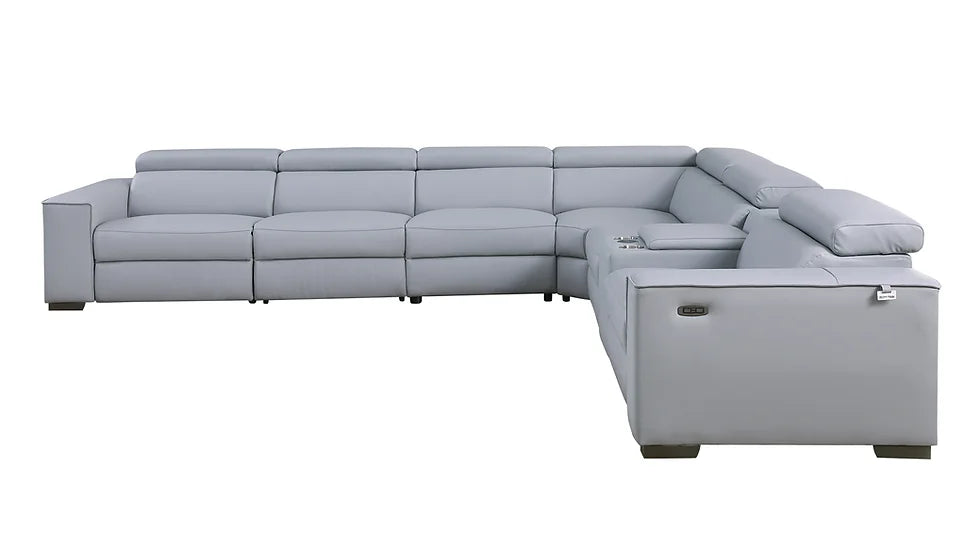 Picasso Power Reclining Sectional 7pcs Blue
