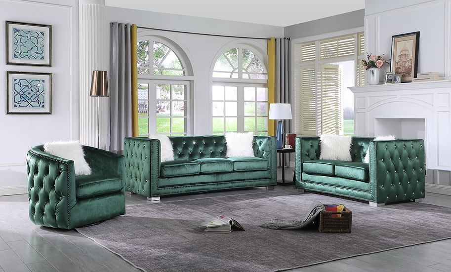 PARIS GREEN SOFA & LOVESEAT