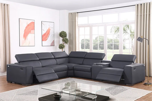 Picasso Power Reclining Sectional 6pcs Grey