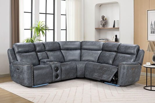 Romi Power Reclining Sectional (Grey)